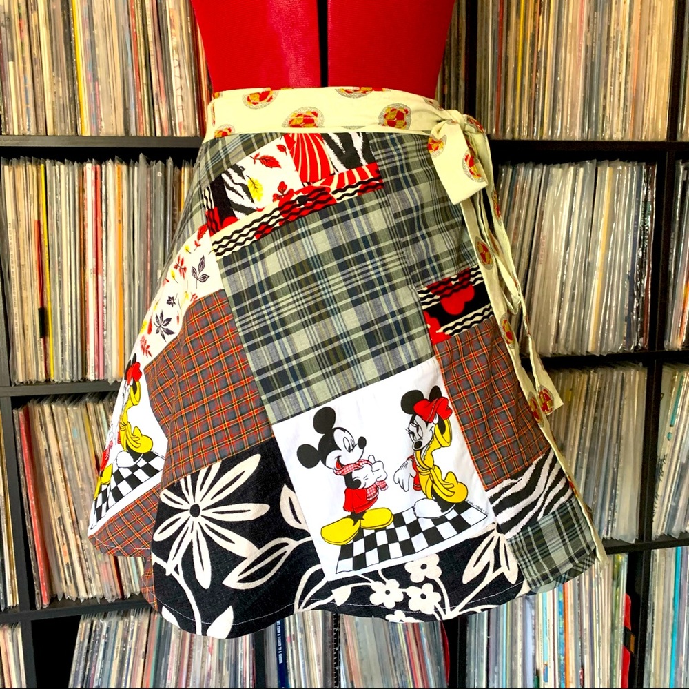 Mickey Mouse Plaid Wrap Patchwork Disneyland 80s - image 1